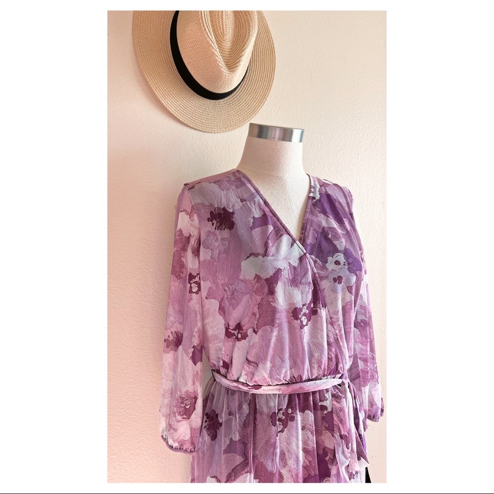 ❌SOLD❌Boutique Purple Hues Floral Flounced Dress